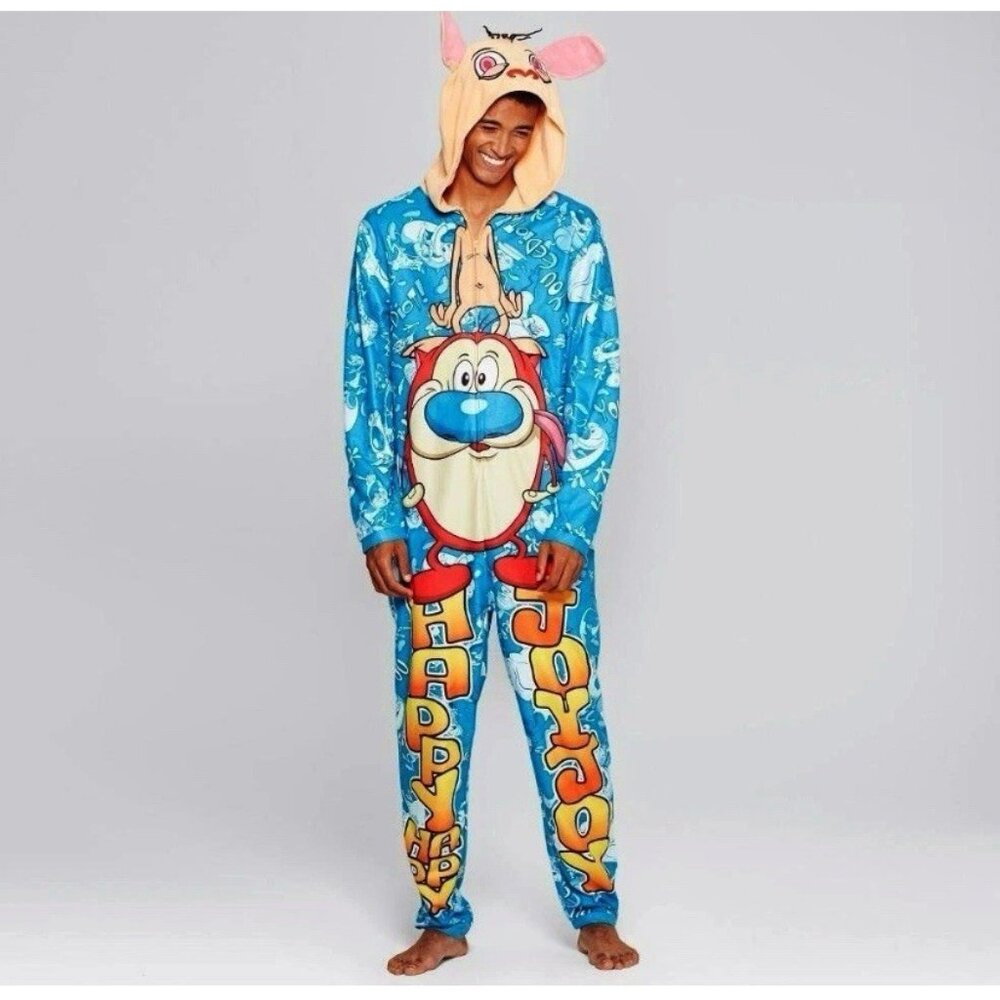 Nwot Ren & Stimpy Union Suit One Piece Pajamas Mens Small Halloween Costume